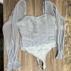 Blue Body Suit with mesh fabric
